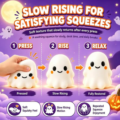 Ghost Squishy Stress-Relief Fidget Toy - Slow Rebound Squishies, Soft Squishy Sensory Fidgets, Unisex Halloween Stress Relief Squishies, Quirky Whimsical Halloween Party Favor Gifts for Kids