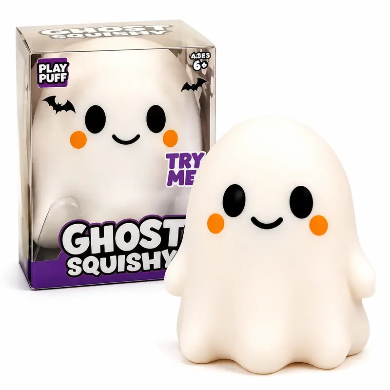 Ghost Squishy Stress-Relief Fidget Toy - Slow Rebound Squishies, Soft Squishy Sensory Fidgets, Unisex Halloween Stress Relief Squishies, Quirky Whimsical Halloween Party Favor Gifts for Kids
