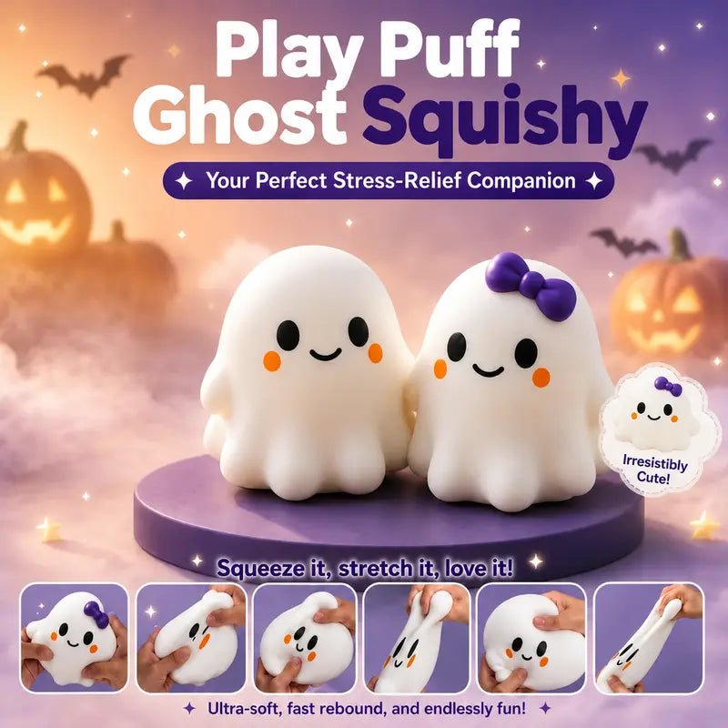 Ghost Squishy Stress-Relief Fidget Toy - Slow Rebound Squishies, Soft Squishy Sensory Fidgets, Unisex Halloween Stress Relief Squishies, Quirky Whimsical Halloween Party Favor Gifts for Kids